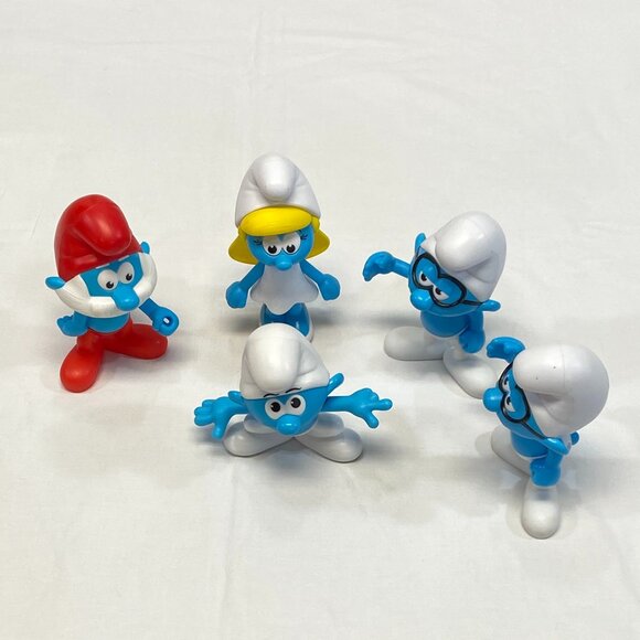 Set Burger King 2016 Lost Village Smurf 5" Plastic Action Figures Moving Arms - Picture 2 of 11